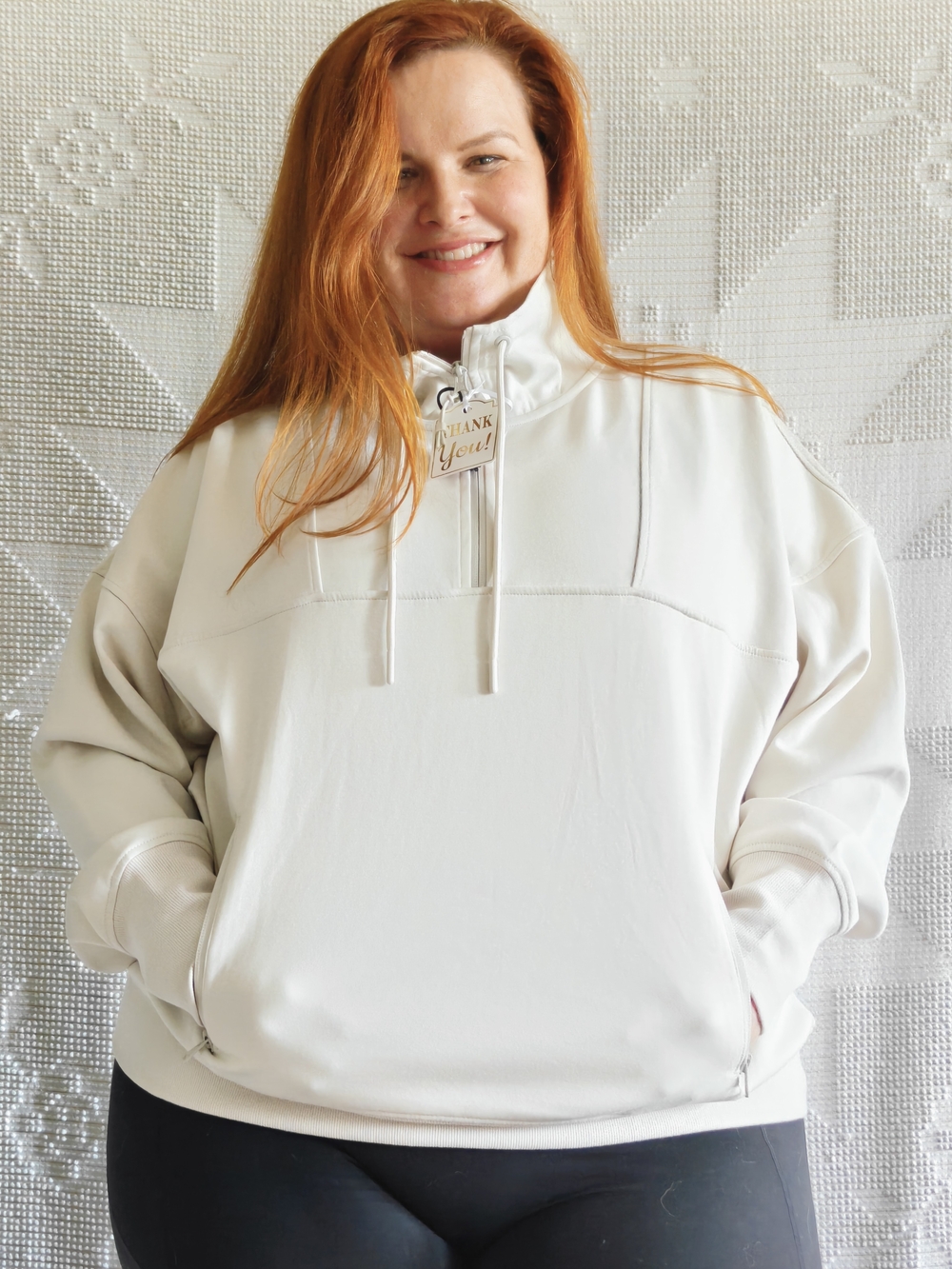 NWT Buffalo David Bitton Cream Quarter Zip Pullover Sweater | Oversized L to XL